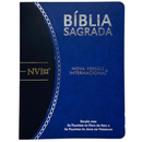 Bíblia Azul e Preta Letra Normal Capa Flexível Slim Large Com Índice Masculina Nvi