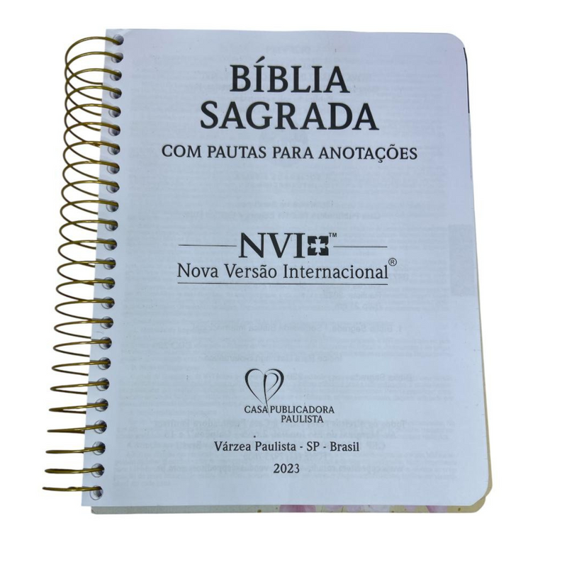 Bíblia Arranjo Bege Letra Normal Capa Dura Com Espiral e Espaço Anotações Feminina Nvi SB
