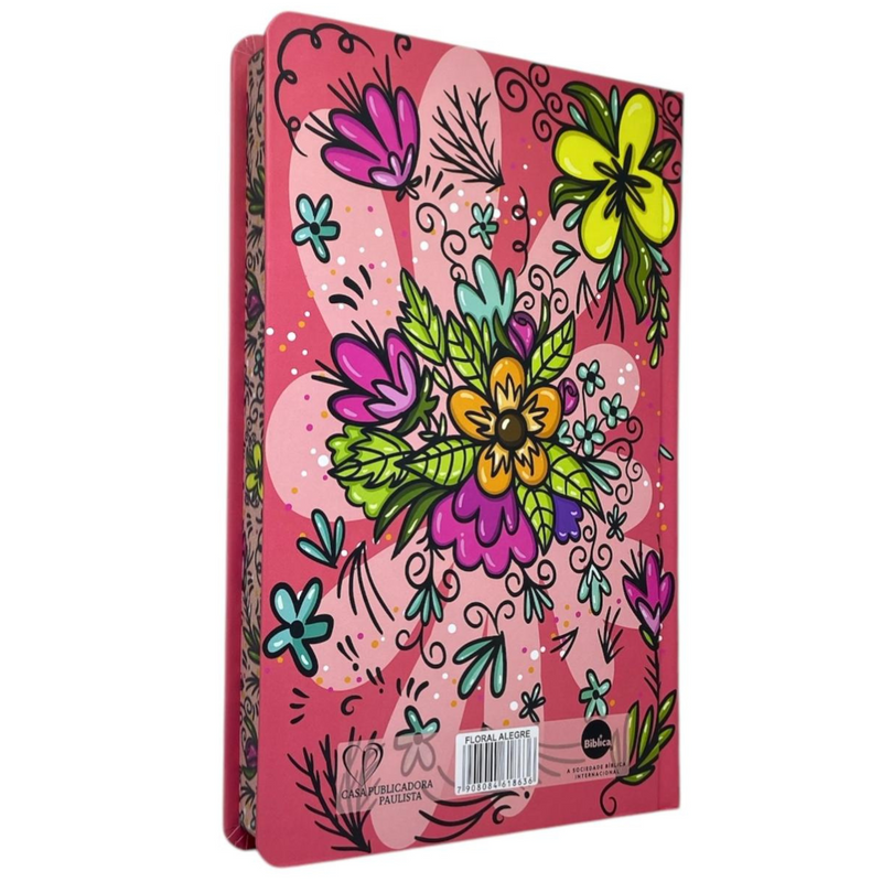 Bíblia Floral Alegre Letra Normal Capa Dura Slim Feminina Nvi