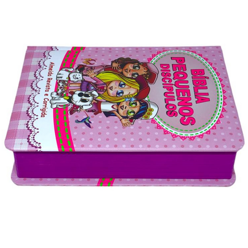 Bíblia Pequenos Discípulos Rosa Infantil Letra Comum Capa Dura Com Harpa Feminina Arc