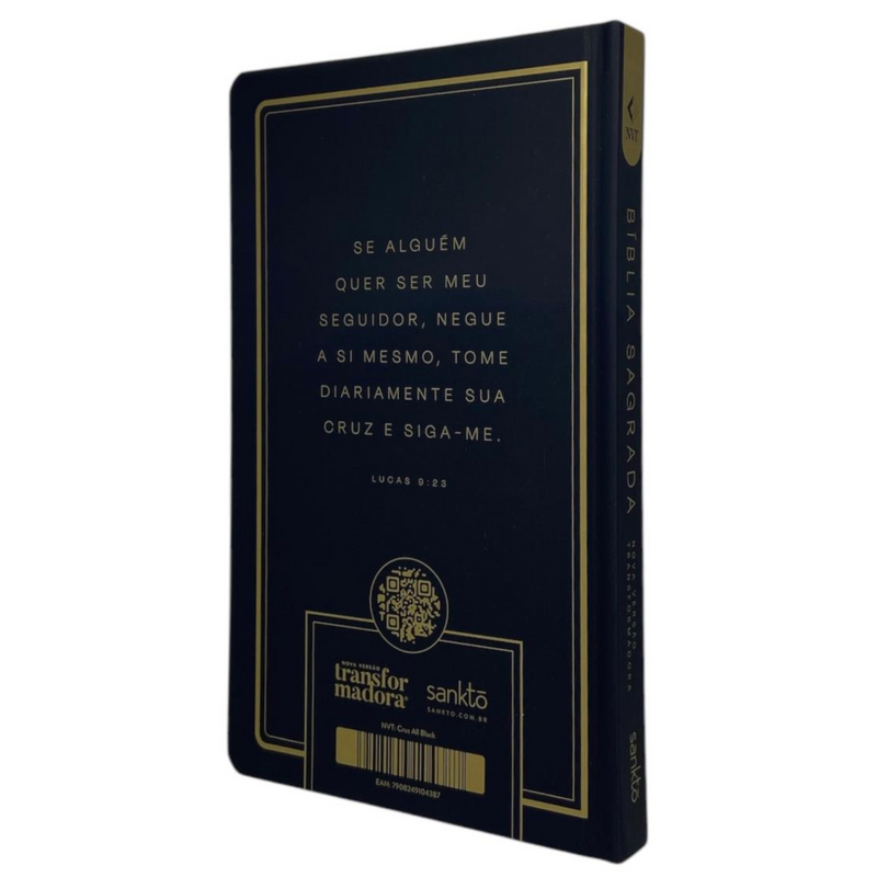 Bíblia Cruz All Black Letra Normal Capa Dura Soft Touch Masculina e Feminina Nvt
