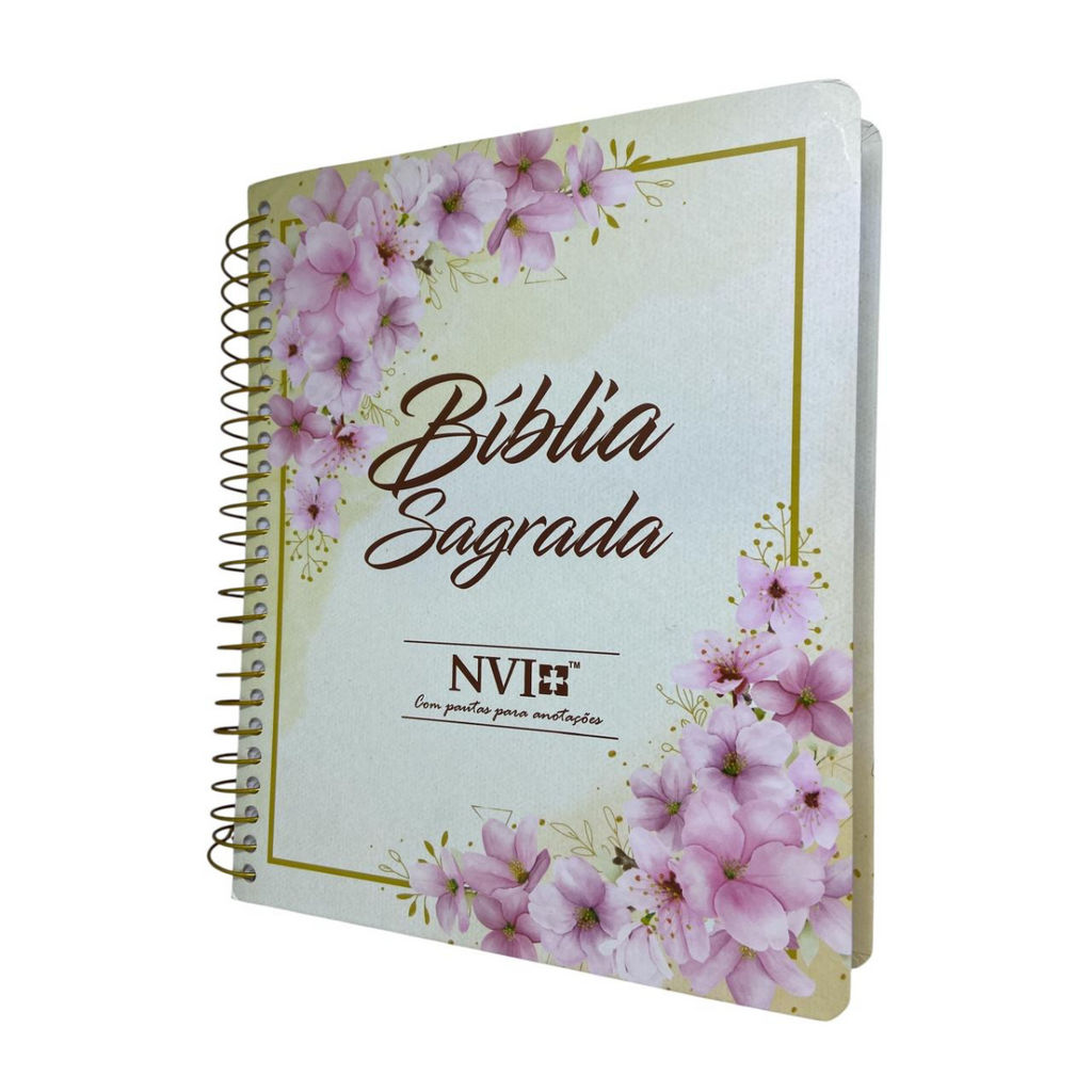Bíblia Arranjo Bege Letra Normal Capa Dura Com Espiral e Espaço Anotações Feminina Nvi SB