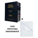 Bíblia Preta Letra Jumbo Capa Dura Arc Com Capa Protetora Harpa E Índice Abas Adesivas Masc