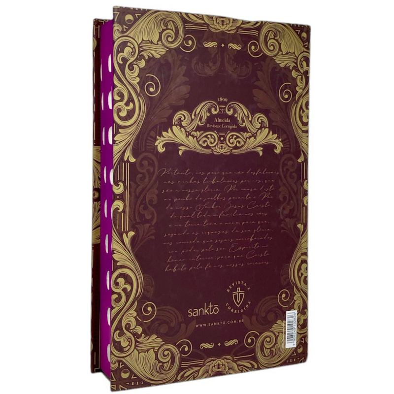 Bíblia Ornamentos Vinho Letra Gigante Capa Dura Com Harpa e Índice Masculina e Feminina Arc