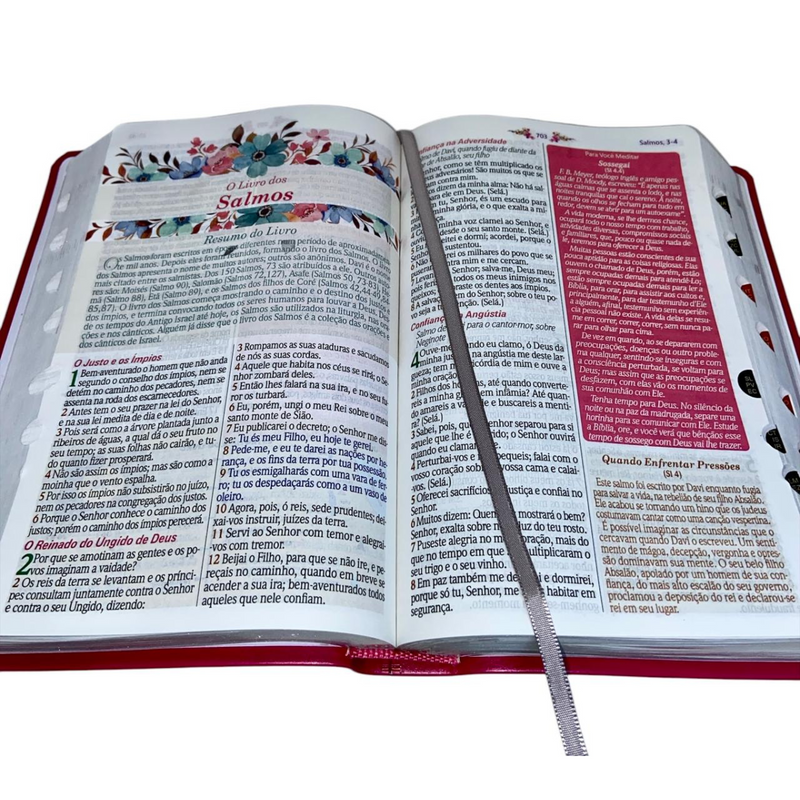 Bíblia Da Mulher Sábia Magnólia Pink De Estudo Letra Hipergigante Capa Flexível Com Harpa e Índice Feminina Arc