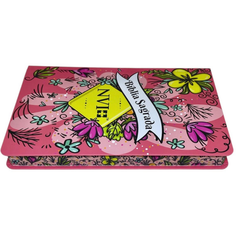 Bíblia Floral Alegre Letra Normal Capa Dura Slim Feminina Nvi