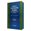 Bíblia Do Homem Sábio Com Estudo Capa Dura Verde e Azul Com índice e Harpa Masculina Arc