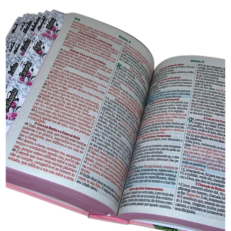 Bíblia Flor Rosa Letra Hipergigante Capa Dura Com Harpa e Aba Já Colada Arc