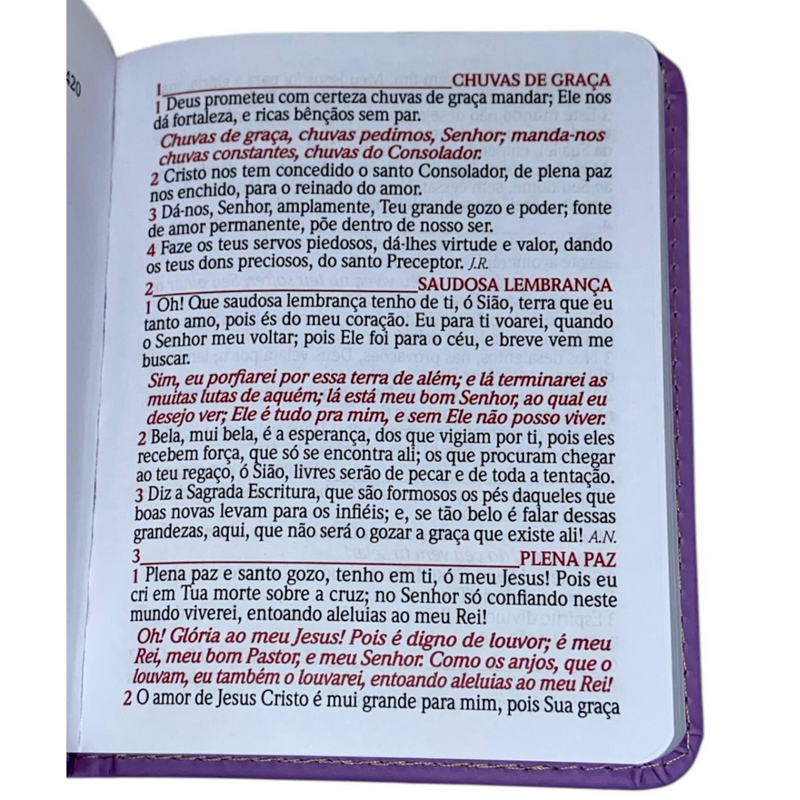 Livro Leão Lilás Hinário Harpa Avivada e Corinhos Capa PU Almofadada Letra Gigante