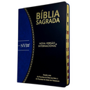 Bíblia Preta e Azul Letra Normal Capa Flexível Slim Large Com Índice Masculina Nvi