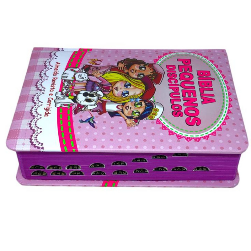 Bíblia Pequenos Discípulos Rosa Infantil Letra Comum Capa Dura Com Harpa e Índice Feminina Arc