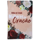 Bíblia Mulheres de Oração Flores Vermelha De Estudo Letra Gigante Capa Flexível Com Harpa Feminina Arc