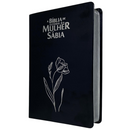 Bíblia Da Mulher Sábia Magnólia Preta De Estudo Letra Hipergigante Capa Flexível Com Harpa e Abas Adesivas Femininas Já Coladas Arc