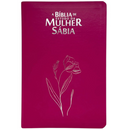 Bíblia Da Mulher Sábia Magnólia Pink De Estudo Letra Hipergigante Capa Flexível Com Harpa e Abas Adesivas Femininas Arc