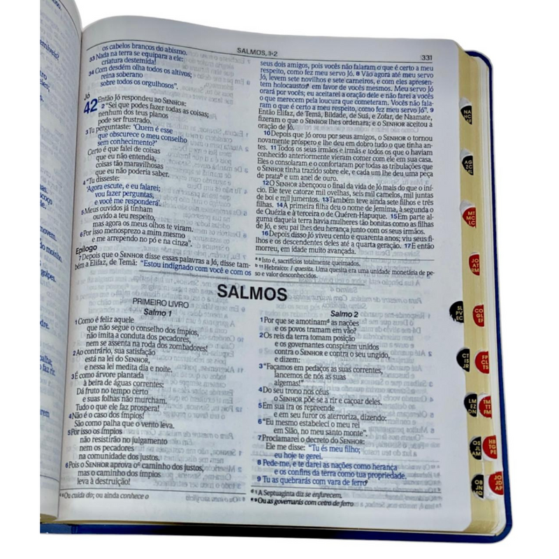Bíblia Preta e Azul Letra Normal Capa Flexível Slim Large Com Índice Masculina Nvi