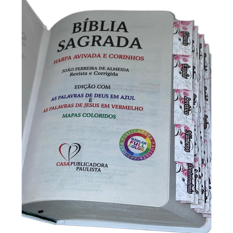 Bíblia Ramos Branca Letra Hipergigante Capa Dura Com Harpa e Aba Feminina Já Colada Arc