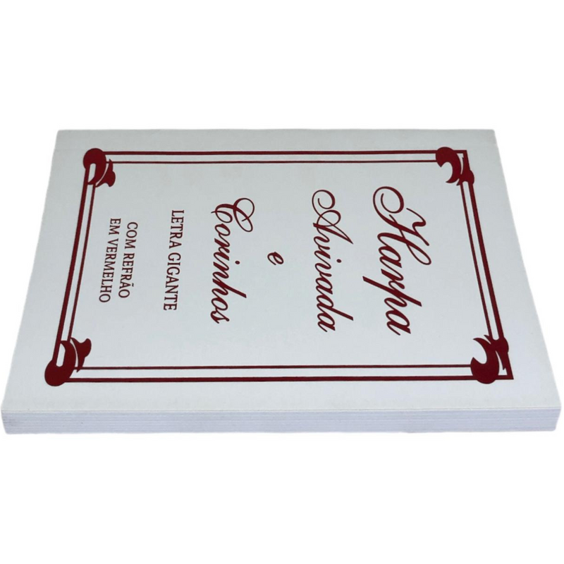 Livro Tradicional Branca Hinário Harpa Avivada e Corinhos Capa Brochura Letra Gigante