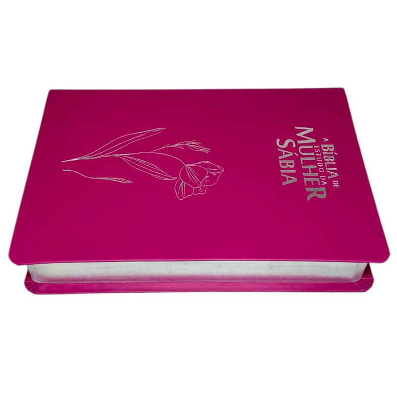 Bíblia Da Mulher Sábia Magnólia Pink De Estudo Letra Hipergigante Capa Flexível Com Harpa e Abas Adesivas Femininas Arc