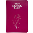 Bíblia Da Mulher Sábia Magnólia Pink De Estudo Letra Hipergigante Capa Flexível Com Harpa Feminina Arc