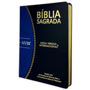 Bíblia Preta e Azul Letra Normal Capa Flexível Slim Large Masculina Nvi