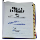 Bíblia Preta e Azul Letra Normal Capa Flexível Slim Large Com Índice Masculina Nvi