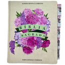 Bíblia Arranjo Floral Roxa Letra Jumbo Capa Dura Com Harpa e Aba Feminina Arc