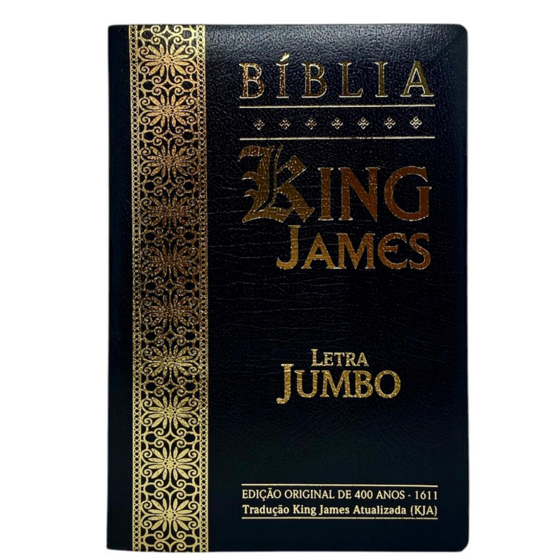 Bíblia Cor Preta Letra Jumbo Capa Coverbook Flexível Com Índice Feminina e Masculina King James 1611