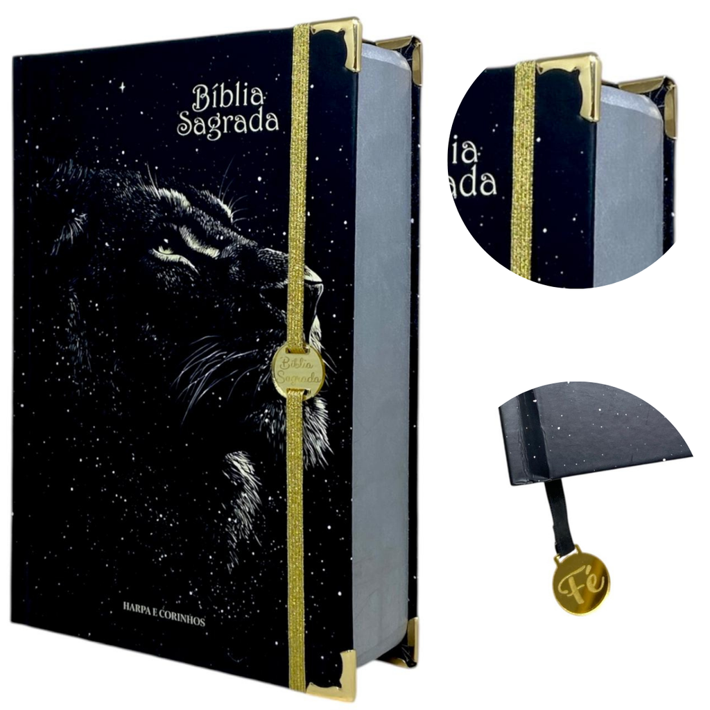 Bíblia Sagrada Letra Hipergigante Capa Dura Leão Universo Com Harpa ARC