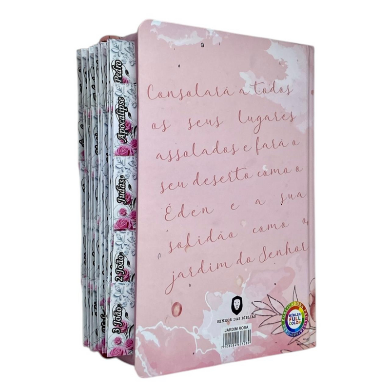 Bíblia Jardim Rosa Letra Hipergigante Capa Dura Com Harpa e Aba Já Coladas Arc