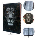 Bíblia Leão Crinza e Laranja Letra Normal Capa Dura Masculina Com Índice Naa