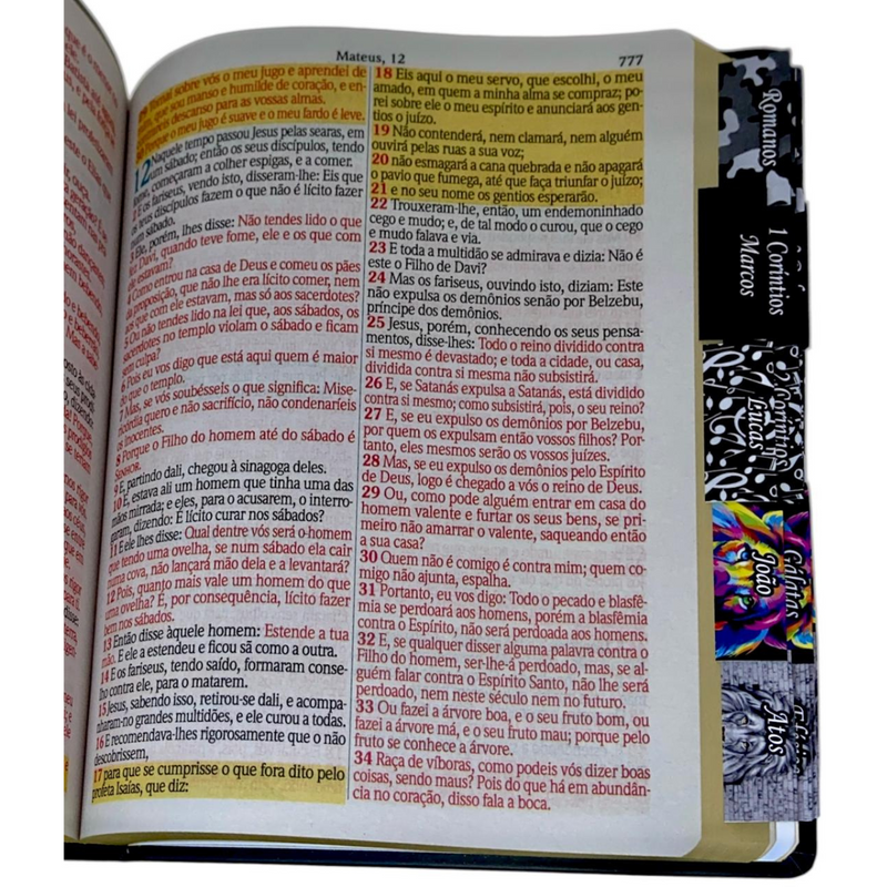 Bíblia Cor Preta Trigo Letra Jumbo Capa Dura Com Harpa e Aba Adesiva Masculina
