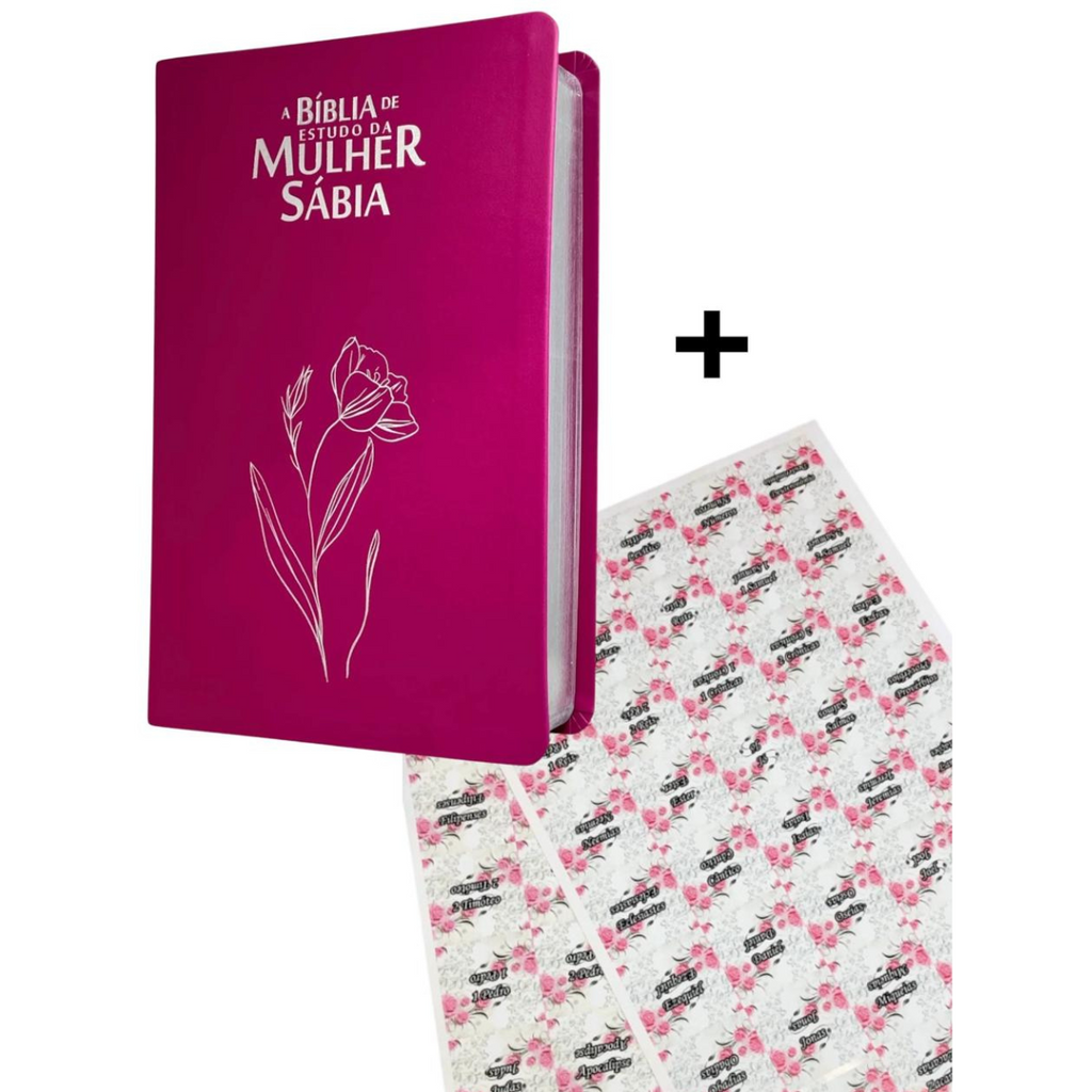 Bíblia Da Mulher Sábia Magnólia Pink De Estudo Letra Hipergigante Capa Flexível Com Harpa e Abas Adesivas Femininas Arc