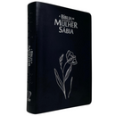 Bíblia Da Mulher Sábia Magnólia Preta De Estudo Letra Hipergigante Capa Flexível Com Harpa e Abas Adesivas Femininas Arc