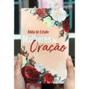 Bíblia Mulheres de Oração Flores Vermelha De Estudo Letra Gigante Capa Flexível Com Harpa Feminina Arc