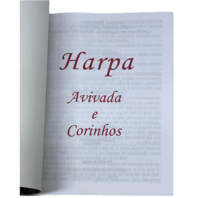 Livro Leão Vermelho e Branco Hinário Harpa Avivada e Corinhos Capa Brochura Letra Gigante