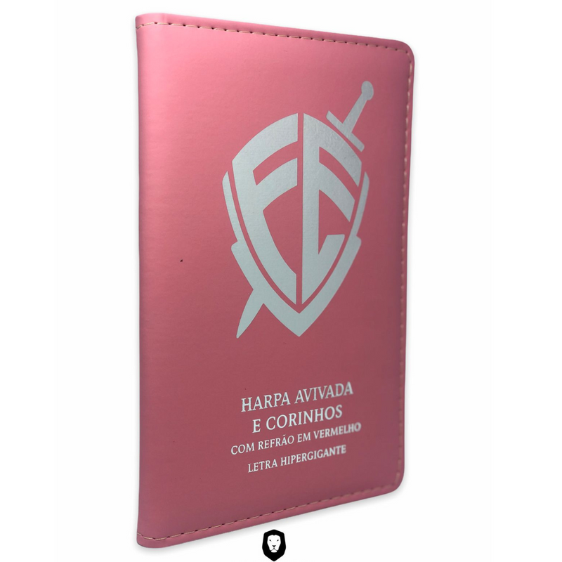 Livro Escudo Rosa Hinário Harpa Avivada e Corinhos Capa PU Almofadada Letra Hipergigante