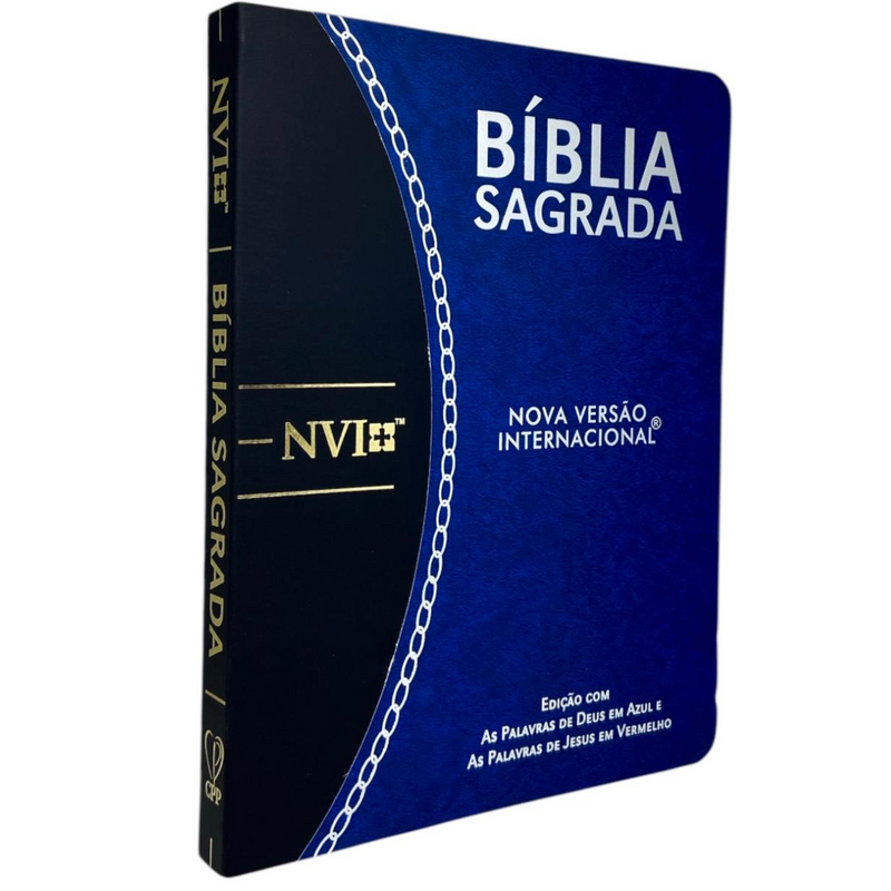 Bíblia Azul e Preta Letra Normal Capa Flexível Slim Large Com Índice Masculina Nvi