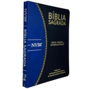 Bíblia Preta e Azul Letra Normal Capa Flexível Slim Large Com Índice Masculina Nvi