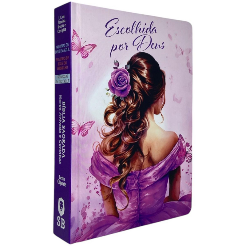 Bíblia Escolhida Por Deus Letra Gigante Capa Dura Com Harpa E Índice Feminina Arc