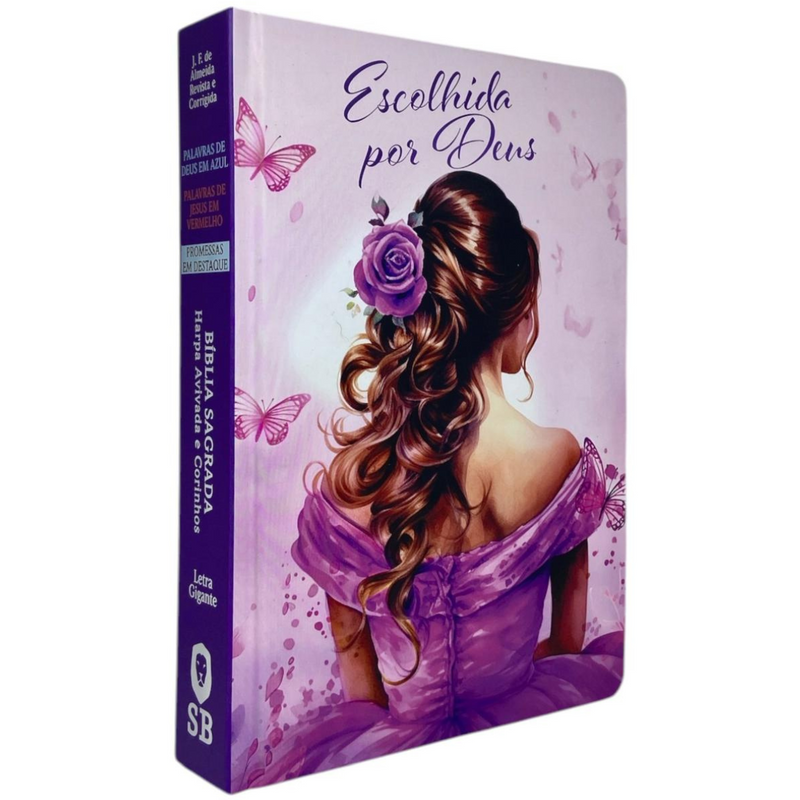 Bíblia Escolhida Por Deus Letra Gigante Capa Dura Com Harpa Feminina Arc