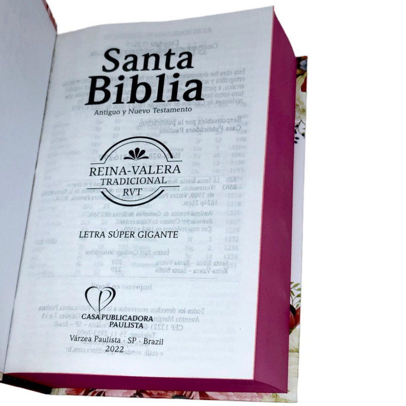Bíblia Floral Colores Letra Super Gigante Capa Dura Feminina Rvt Em Espanhol