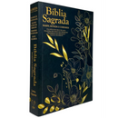 Bíblia Flor Dourada Letra Gigante Capa Brochura Com Harpa Feminina e Masculina Arc