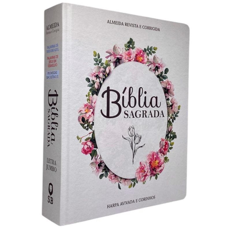 Bíblia Flor Minimalista Letra Jumbo Capa Dura Com Harpa e Índice Feminina Arc