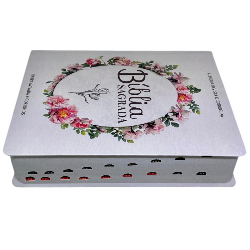 Bíblia Flor Minimalista Letra Jumbo Capa Dura Com Harpa e Índice Feminina Arc
