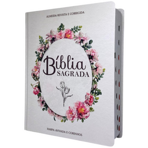 Bíblia Flor Minimalista Letra Jumbo Capa Dura Com Harpa e Índice Feminina Arc