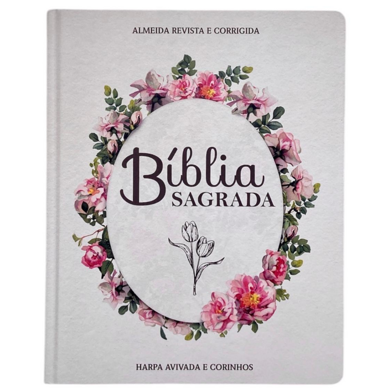 Bíblia Flor Minimalista Letra Jumbo Capa Dura Com Harpa e Índice Feminina Arc