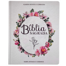 Bíblia Flor Minimalista Letra Jumbo Capa Dura Com Harpa Feminina Arc