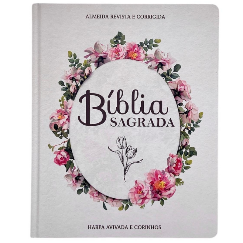 Bíblia Flor Minimalista Letra Jumbo Capa Dura Com Harpa Feminina Arc