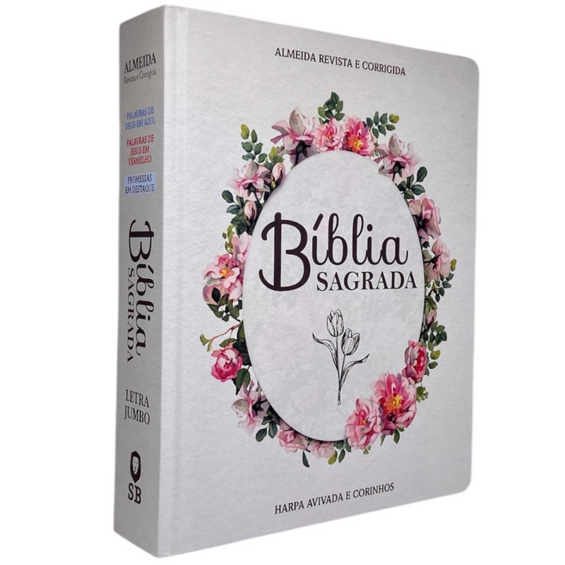 Bíblia Flor Minimalista Letra Jumbo Capa Dura Com Harpa Feminina Arc