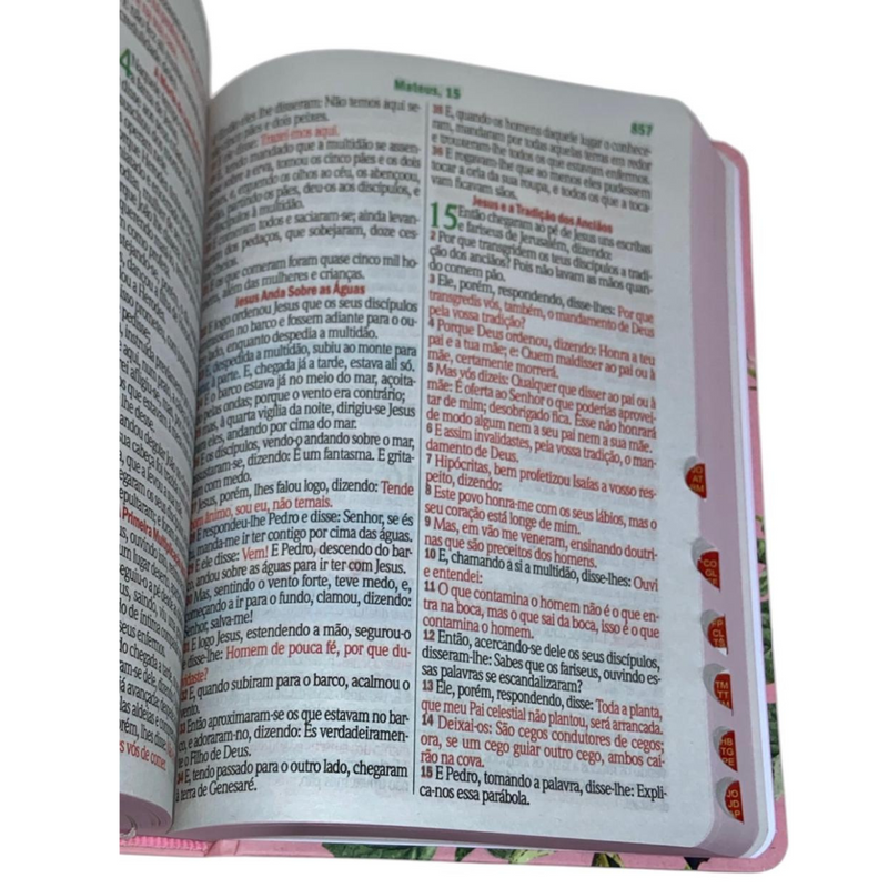 Bíblia Flor Rosa Letra Hipergigante Capa Dura Com Harpa e Índice Feminina Arc